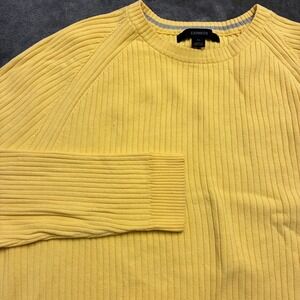EXPRESS Sweater Mens XL Yellow Ribbed Crew Neck Long Sleeve Preppy Outdoor Shirt